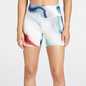 Calia by Carrie Underwood (S) “Energize” High Rise Biker Shorts- Watercolor 5"